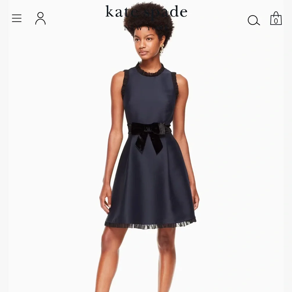 kate spade black dress bow | Dresses | Kate Spade New York Star Bright Velvet And Flare Size Women's Wide US Size:7.5W or try stacked heels Floral Wedding Dress Black & White Spectator